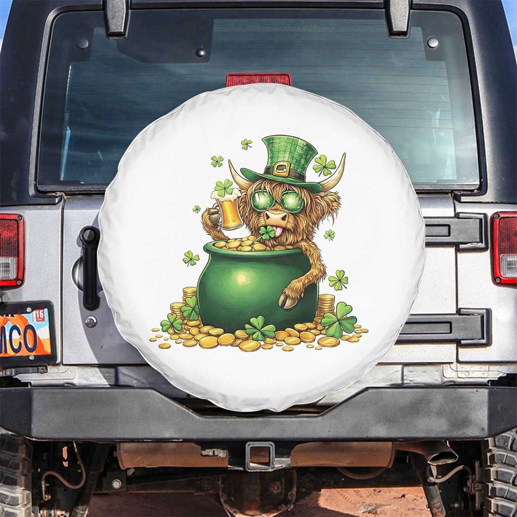 Funny Highland Cow St Patricks Day Spare Tire Cover Farm Lover Gift