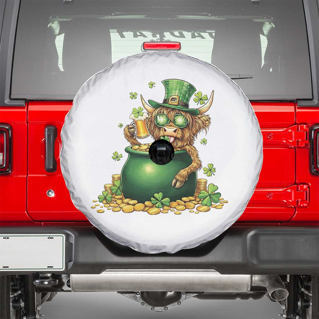 Funny Highland Cow St Patricks Day Spare Tire Cover Farm Lover Gift