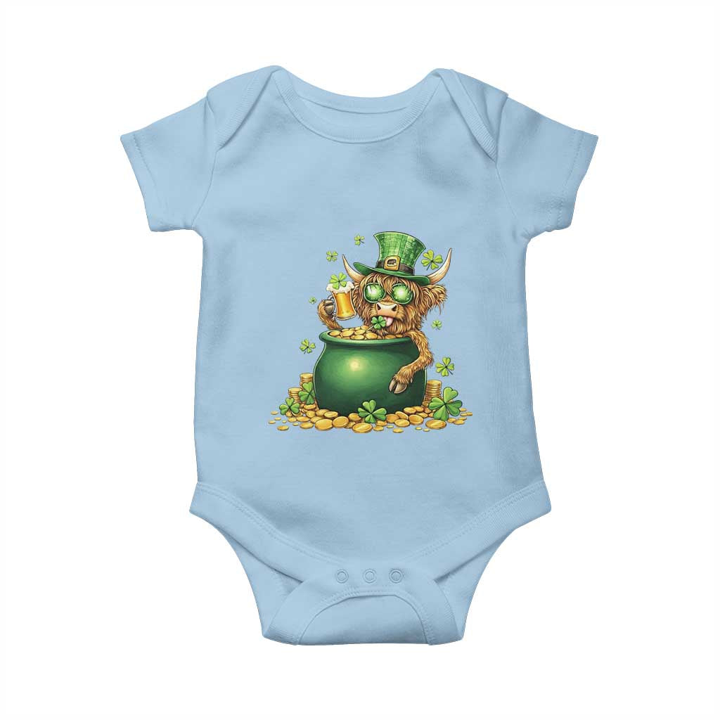 Funny Highland Cow St Patricks Day Baby Onesie Farm Lover Gift
