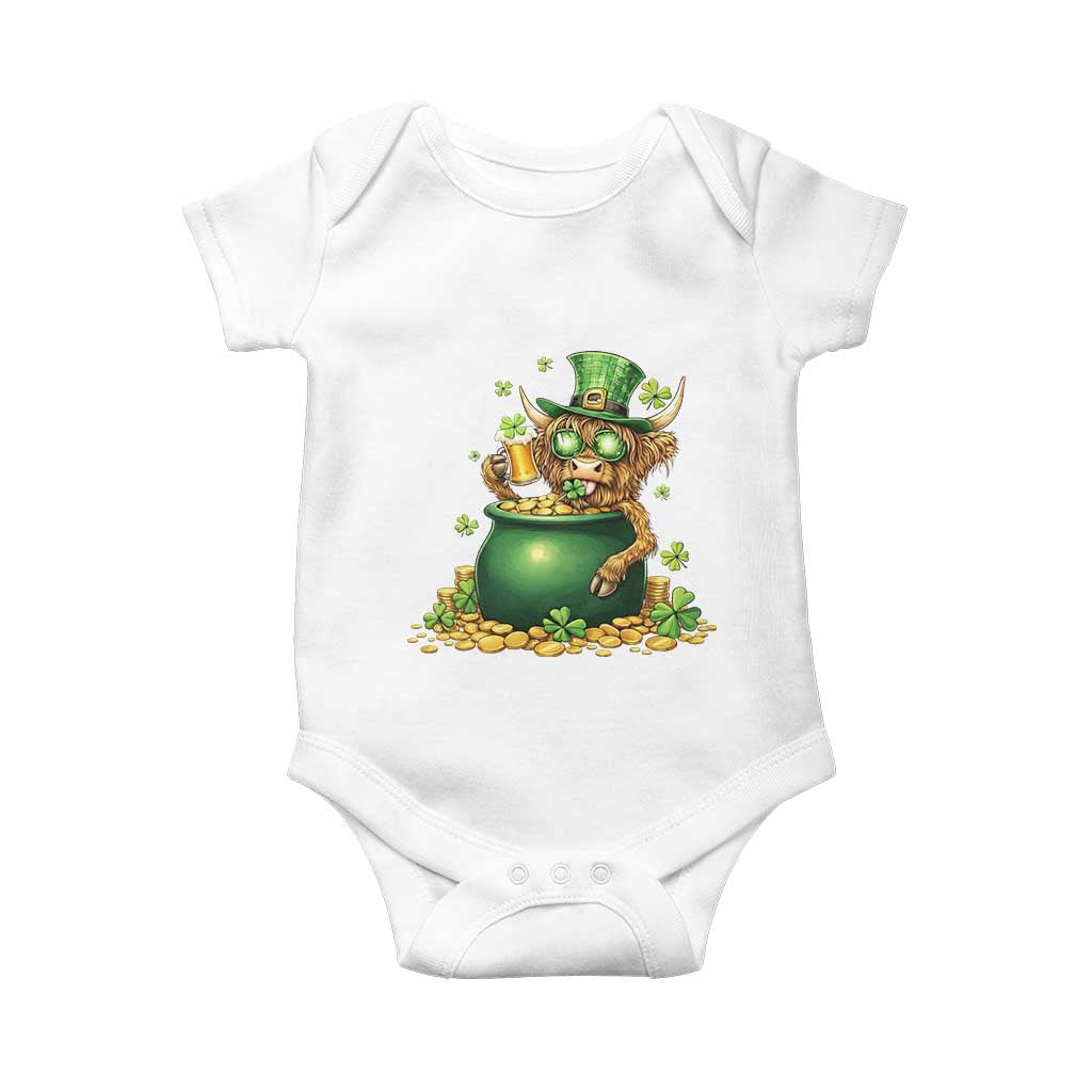 Funny Highland Cow St Patricks Day Baby Onesie Farm Lover Gift