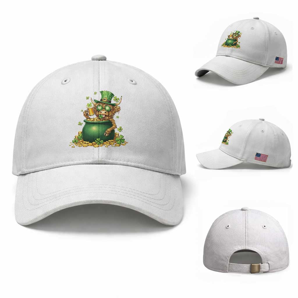 Funny Highland Cow St Patricks Day Baseball Cap Farm Lover Gift