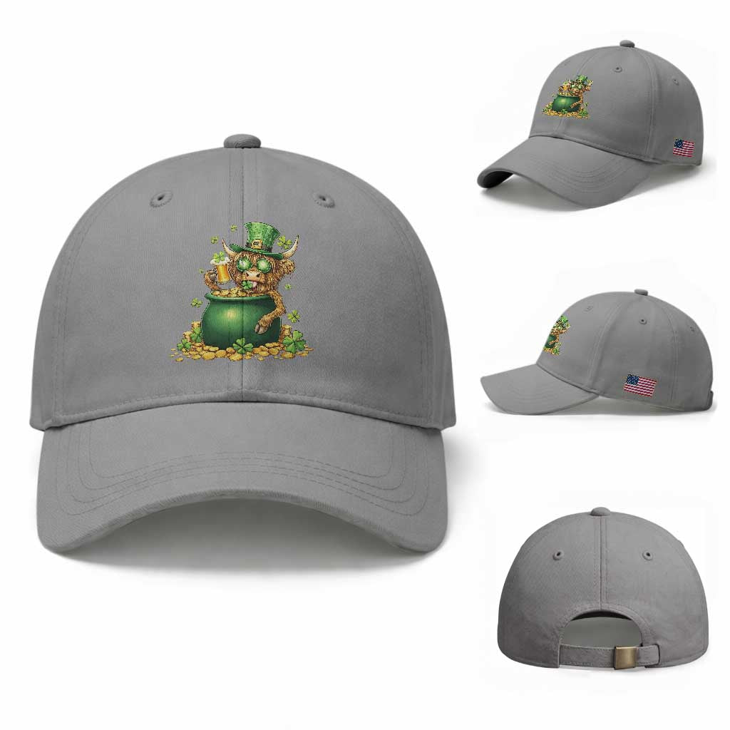 Funny Highland Cow St Patricks Day Baseball Cap Farm Lover Gift