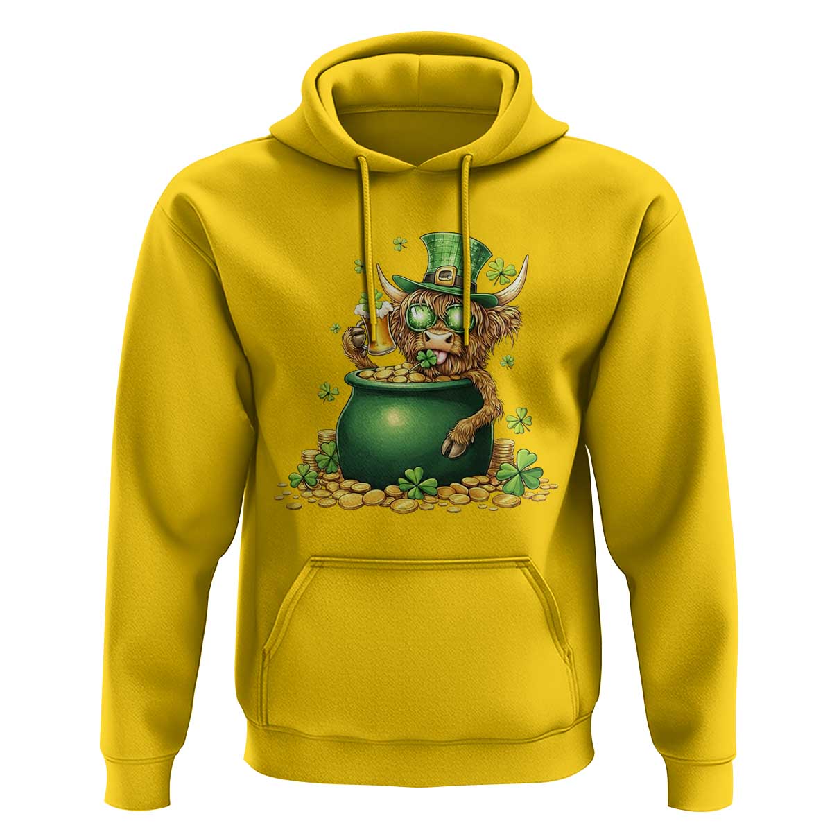 Funny Highland Cow St Patricks Day Hoodie Farm Lover Gift