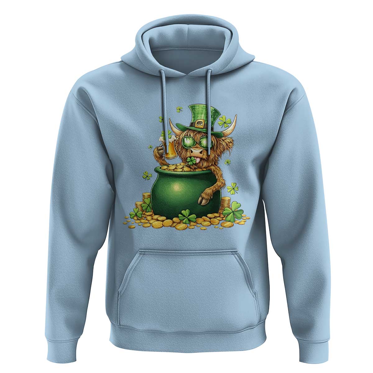 Funny Highland Cow St Patricks Day Hoodie Farm Lover Gift