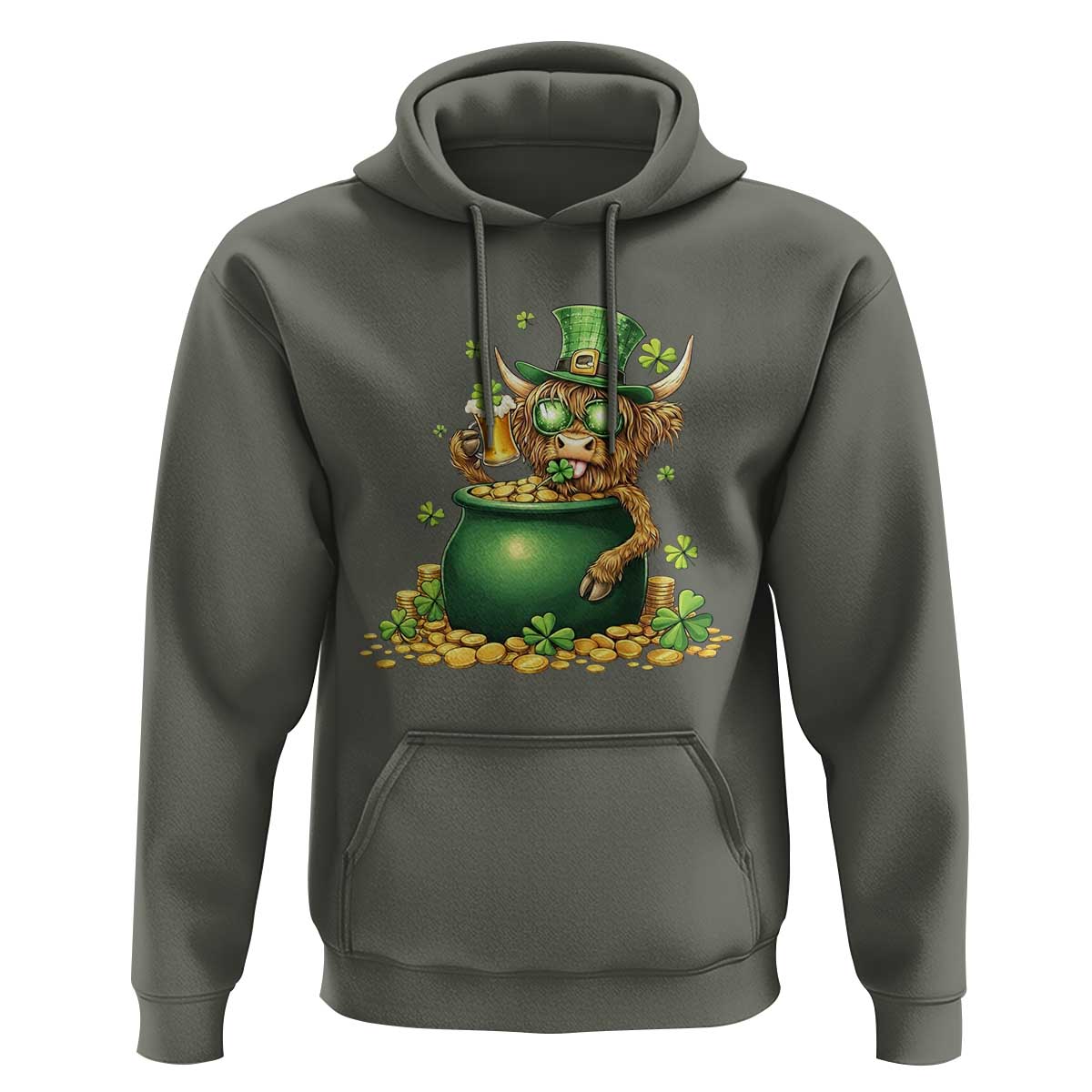 Funny Highland Cow St Patricks Day Hoodie Farm Lover Gift