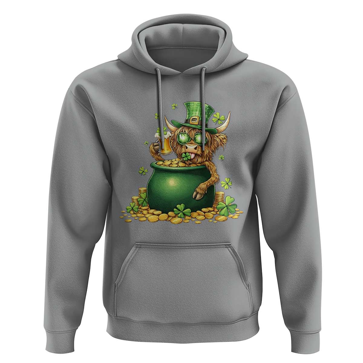 Funny Highland Cow St Patricks Day Hoodie Farm Lover Gift