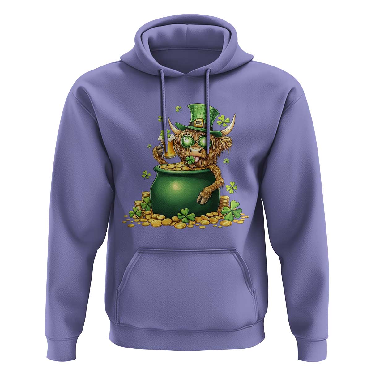 Funny Highland Cow St Patricks Day Hoodie Farm Lover Gift