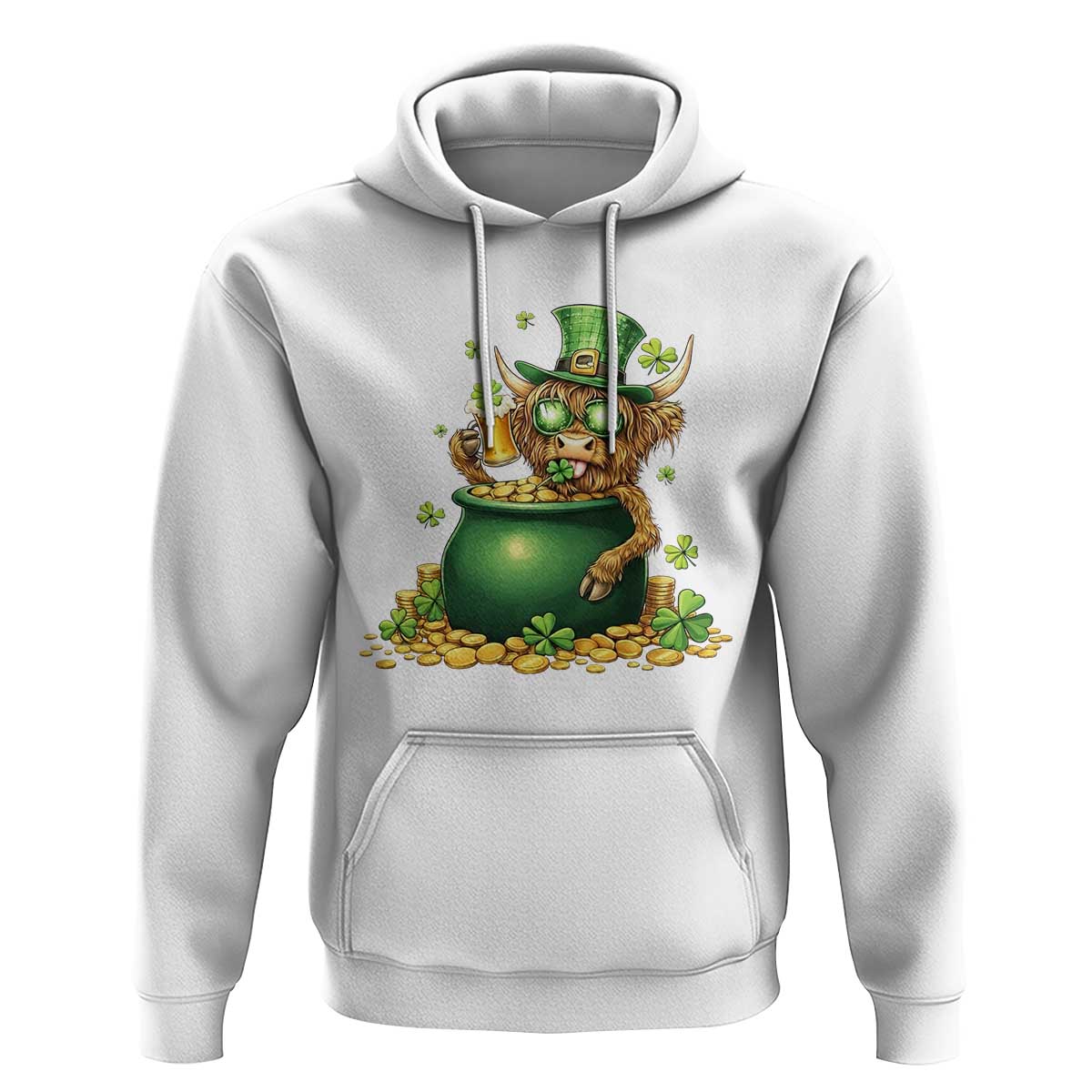 Funny Highland Cow St Patricks Day Hoodie Farm Lover Gift