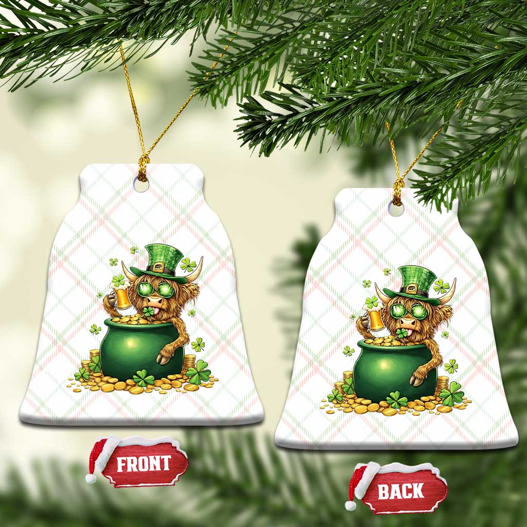Funny Highland Cow St Patricks Day Ceramic Ornament Farm Lover Gift