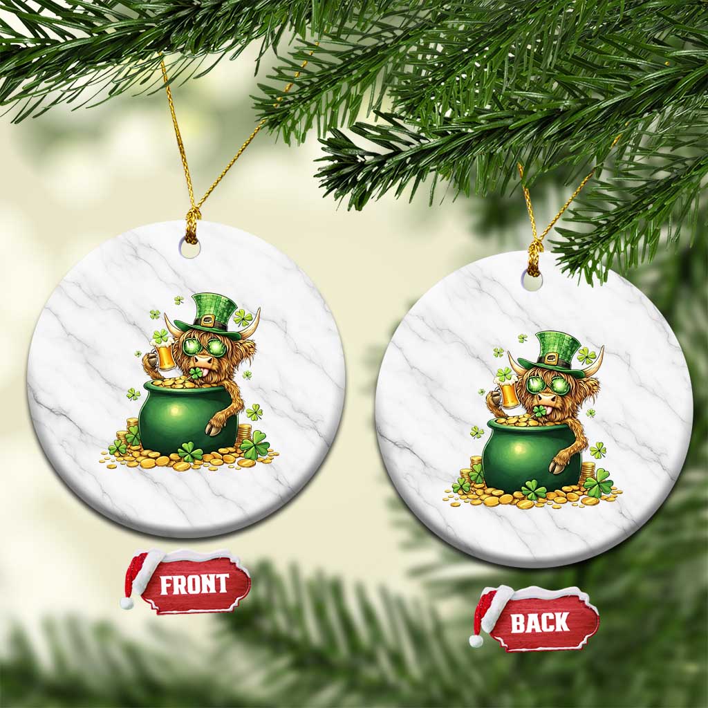 Funny Highland Cow St Patricks Day Ceramic Ornament Farm Lover Gift