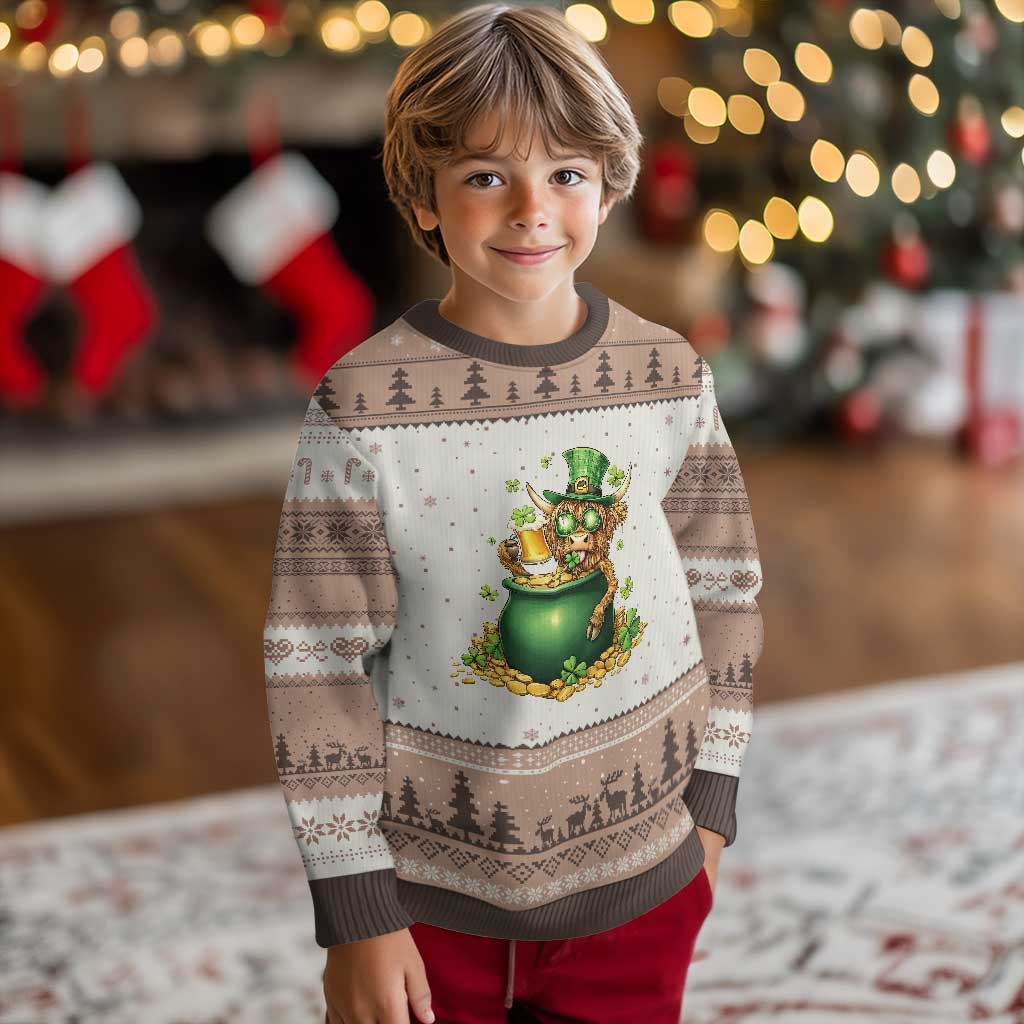 Funny Highland Cow St Patricks Day Ugly Christmas Sweater Farm Lover Gift