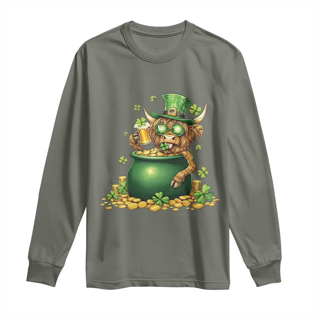 Funny Highland Cow St Patricks Day Long Sleeve Shirt Farm Lover Gift