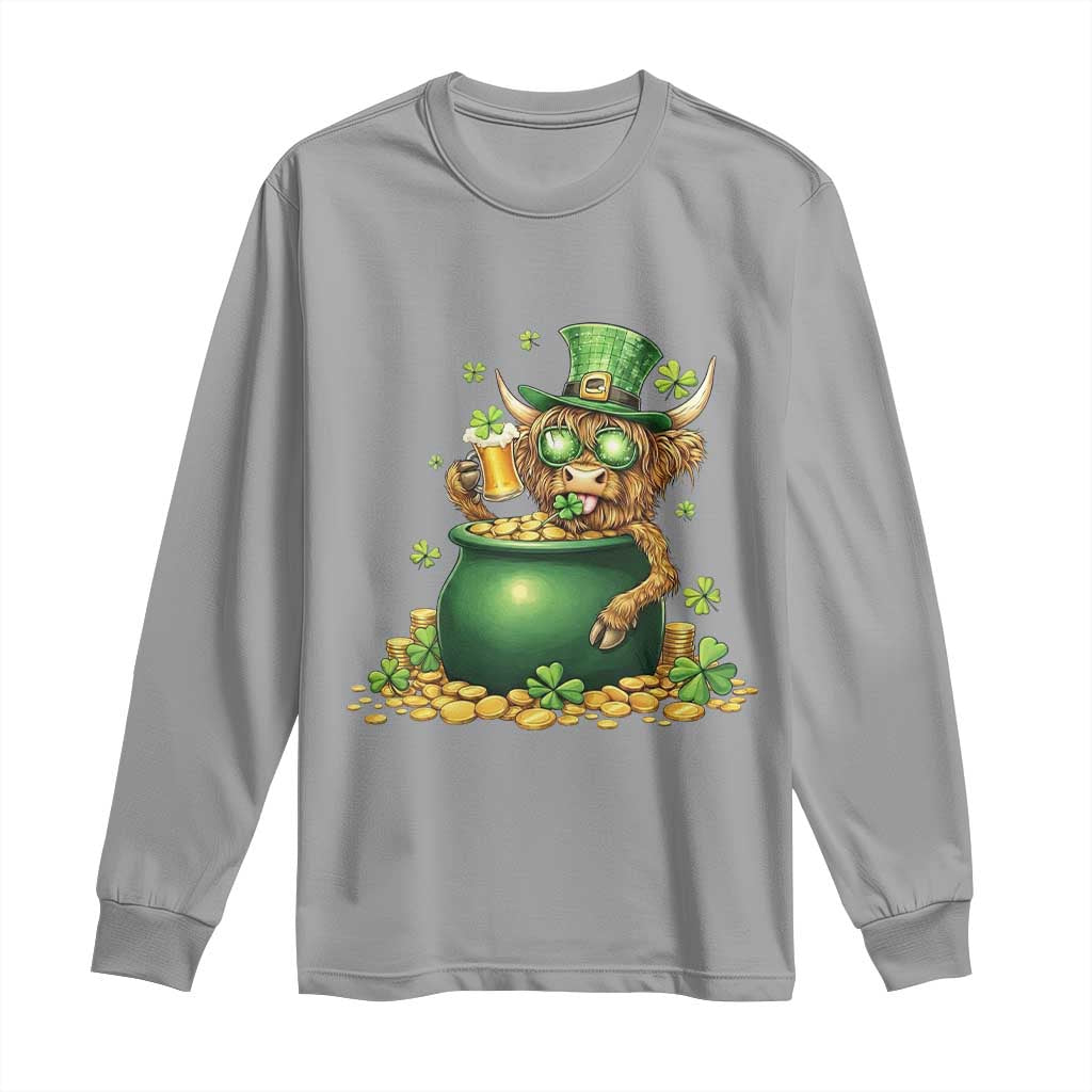 Funny Highland Cow St Patricks Day Long Sleeve Shirt Farm Lover Gift