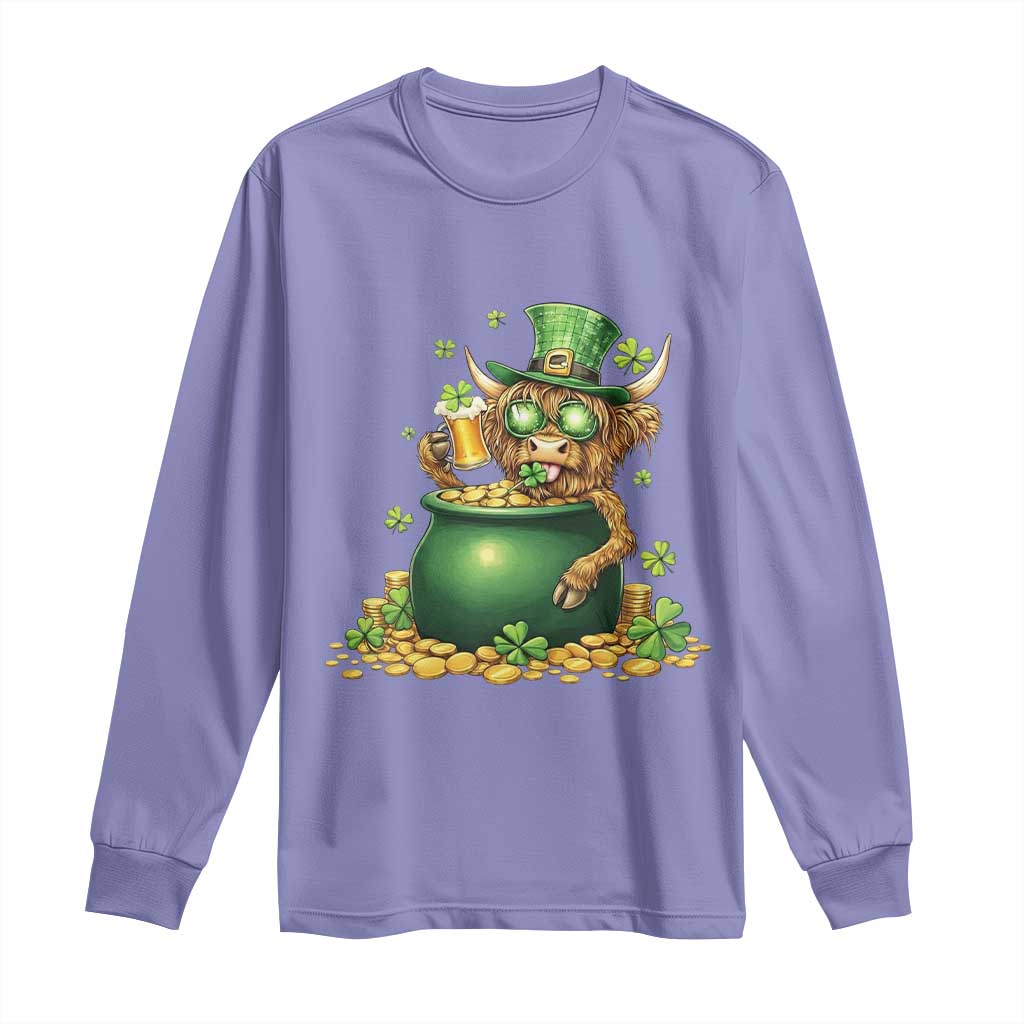 Funny Highland Cow St Patricks Day Long Sleeve Shirt Farm Lover Gift