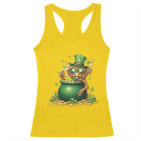 Funny Highland Cow St Patricks Day Racerback Tank Top Farm Lover Gift