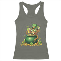 Funny Highland Cow St Patricks Day Racerback Tank Top Farm Lover Gift