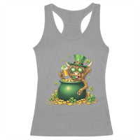 Funny Highland Cow St Patricks Day Racerback Tank Top Farm Lover Gift
