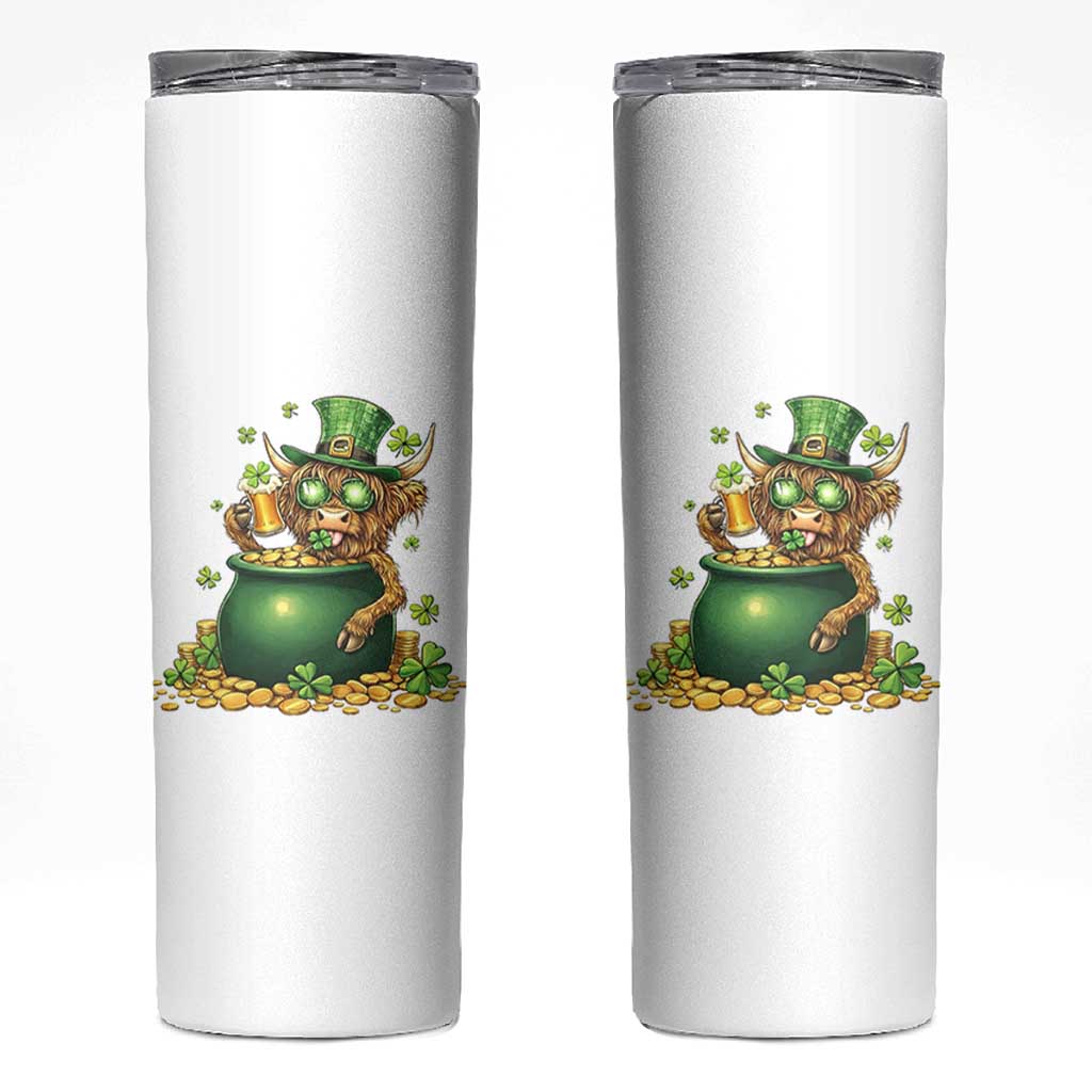 Funny Highland Cow St Patricks Day Skinny Tumbler Farm Lover Gift