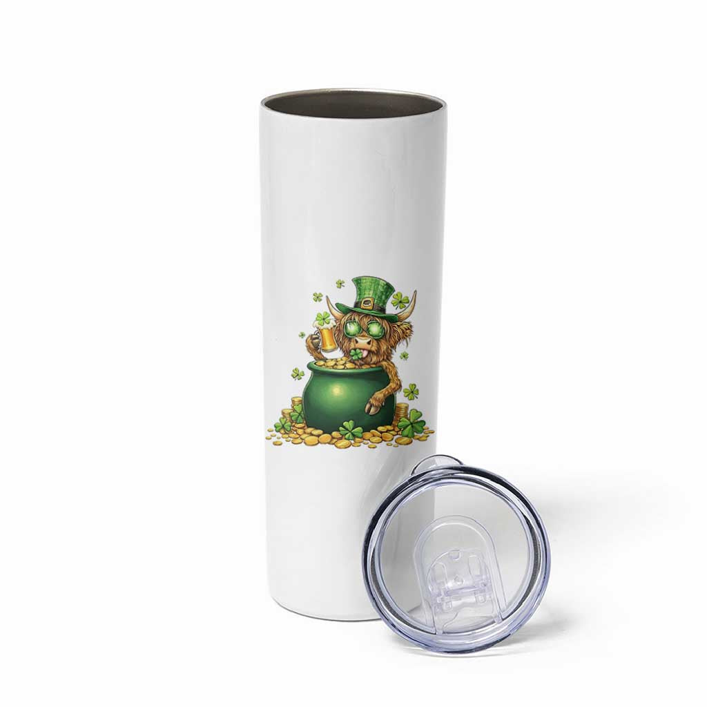 Funny Highland Cow St Patricks Day Skinny Tumbler Farm Lover Gift