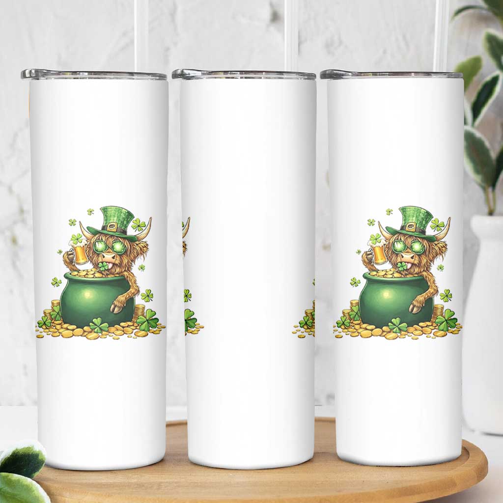 Funny Highland Cow St Patricks Day Skinny Tumbler Farm Lover Gift