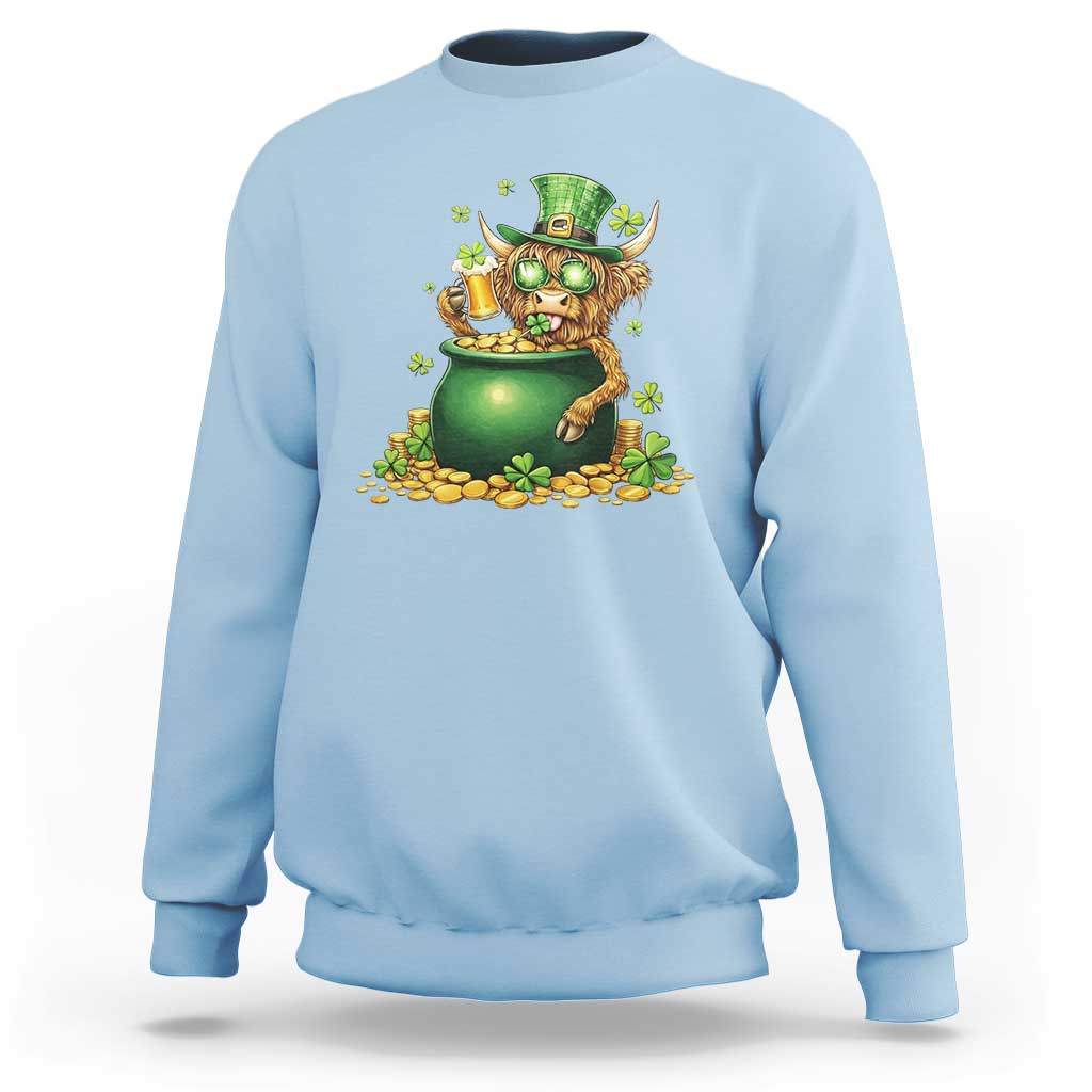 Funny Highland Cow St Patricks Day Sweatshirt Farm Lover Gift