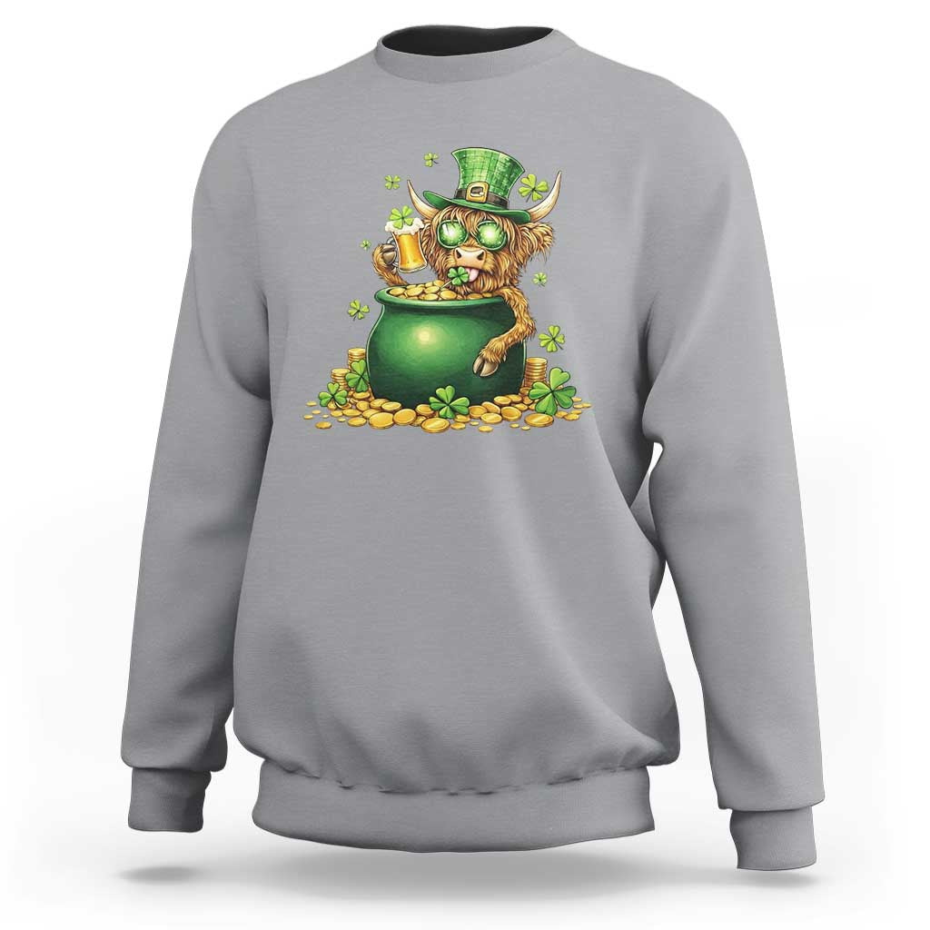 Funny Highland Cow St Patricks Day Sweatshirt Farm Lover Gift