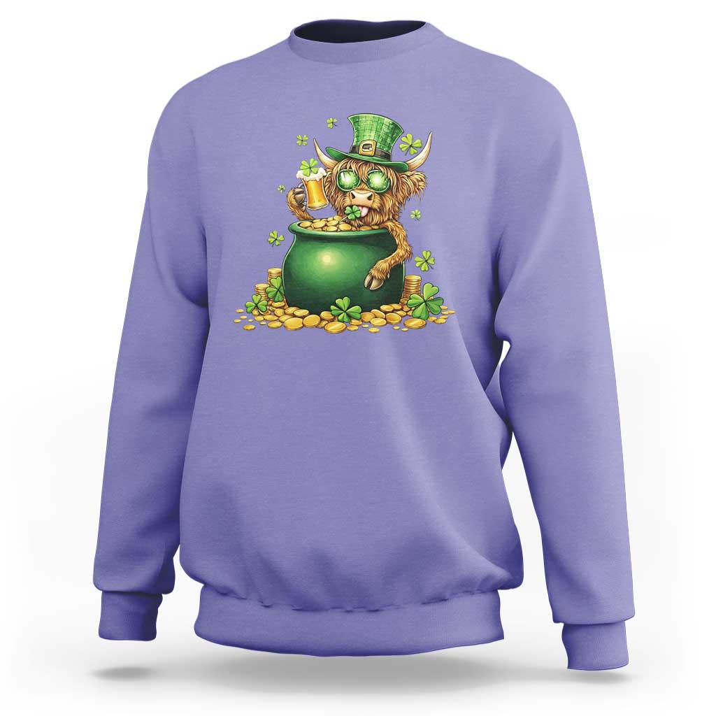 Funny Highland Cow St Patricks Day Sweatshirt Farm Lover Gift