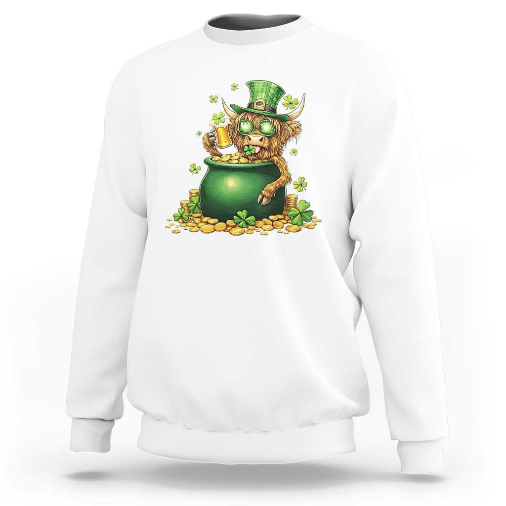 Funny Highland Cow St Patricks Day Sweatshirt Farm Lover Gift