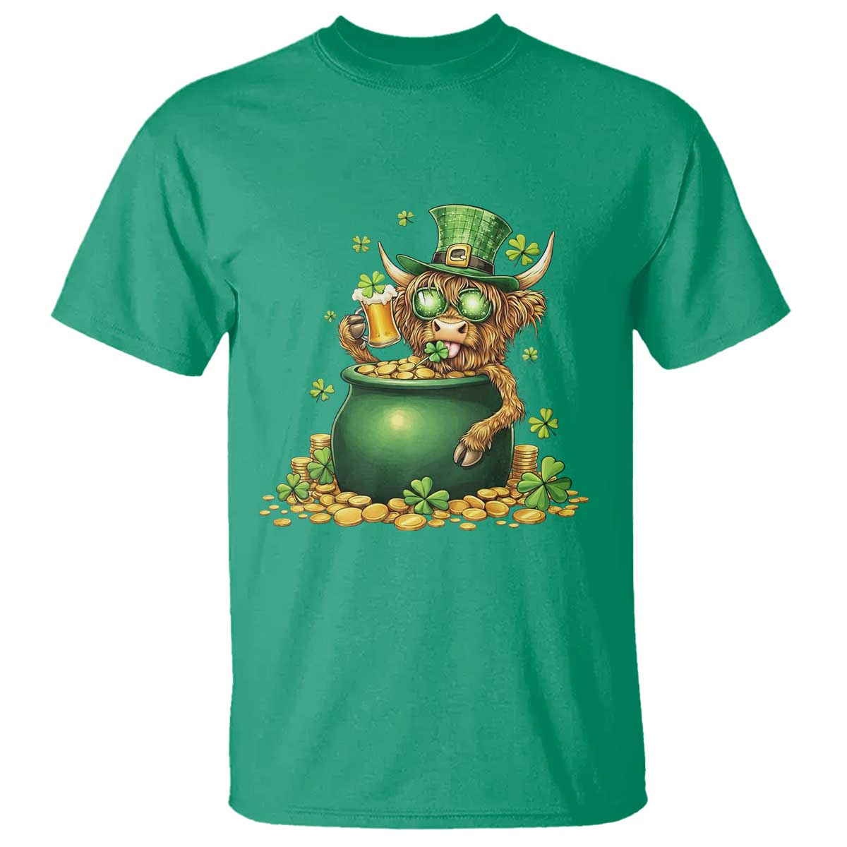Funny Highland Cow St Patricks Day T Shirt Farm Lover Gift