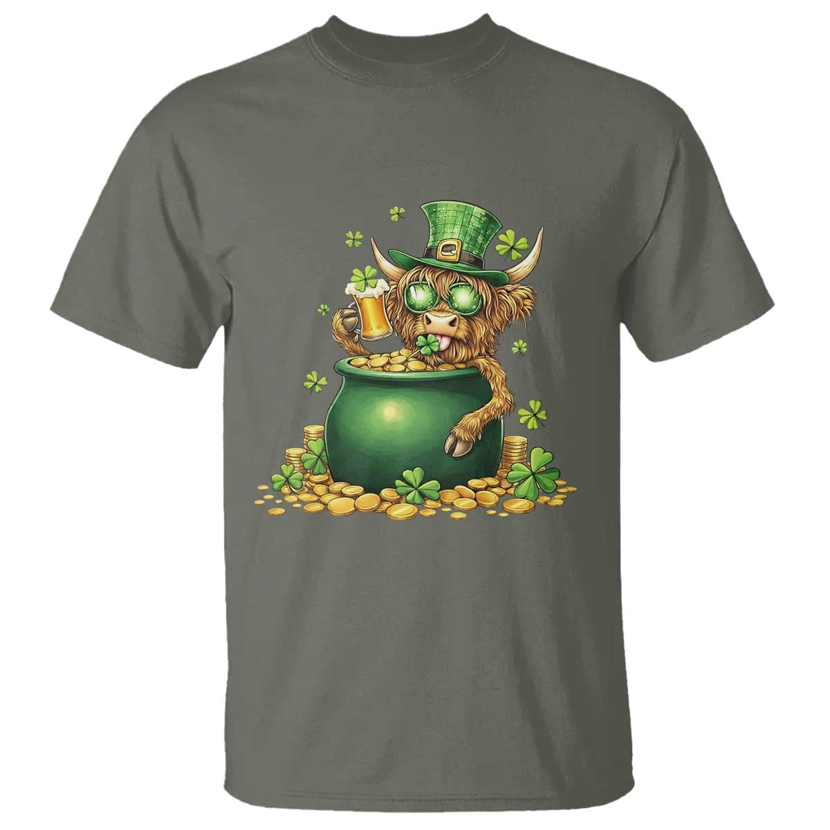 Funny Highland Cow St Patricks Day T Shirt Farm Lover Gift