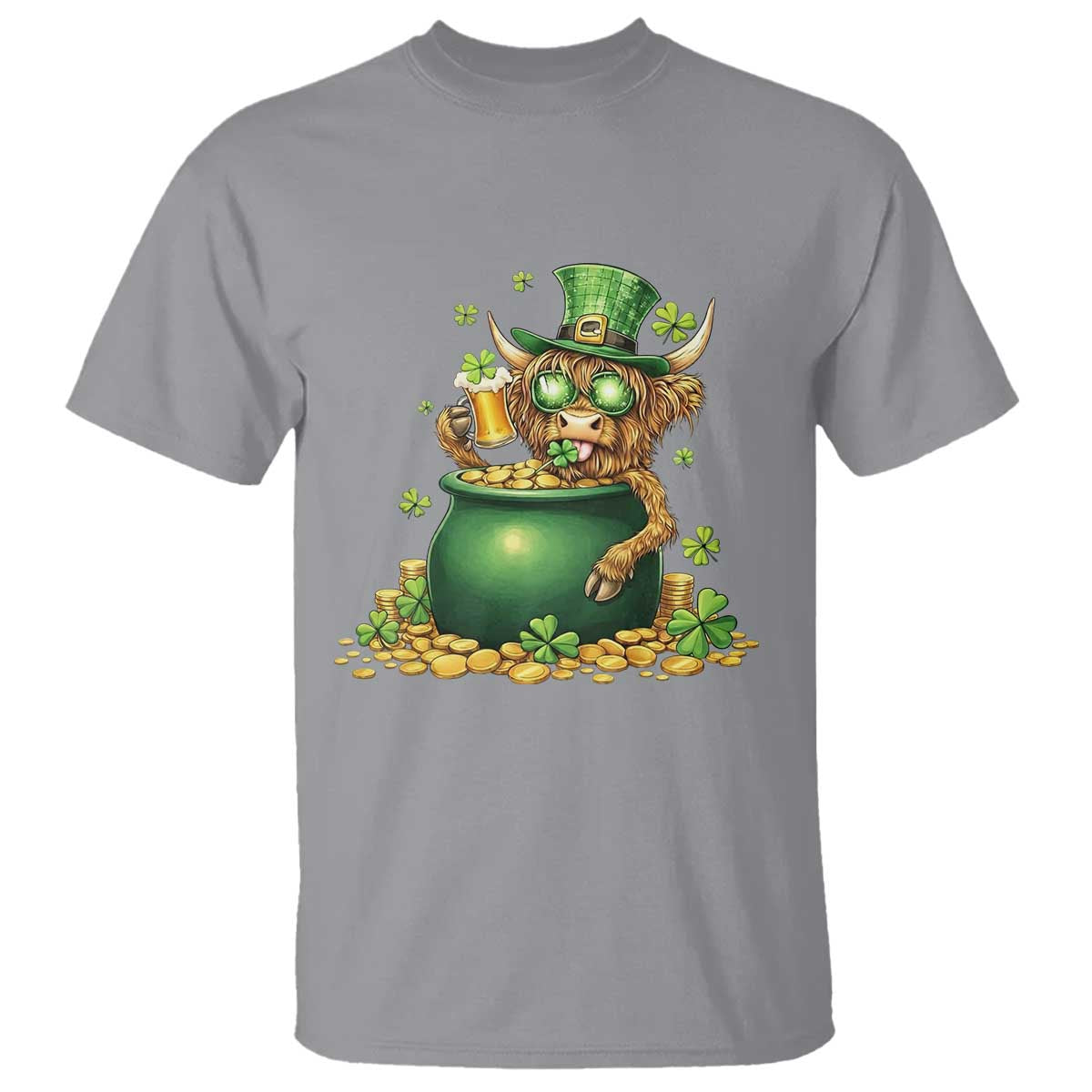 Funny Highland Cow St Patricks Day T Shirt Farm Lover Gift