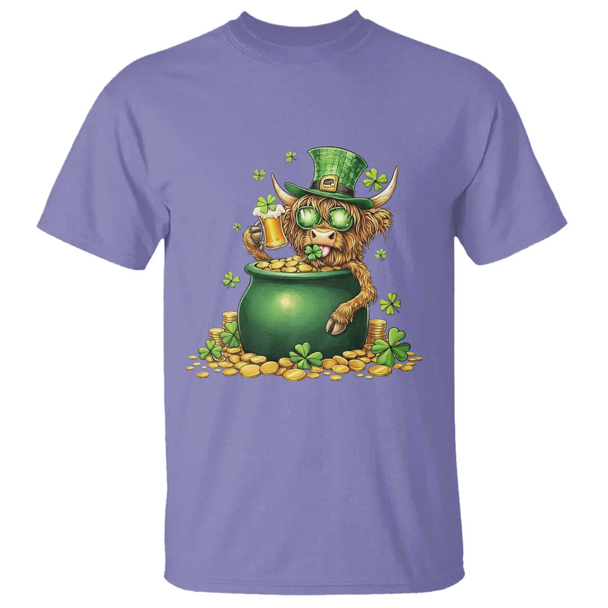 Funny Highland Cow St Patricks Day T Shirt Farm Lover Gift