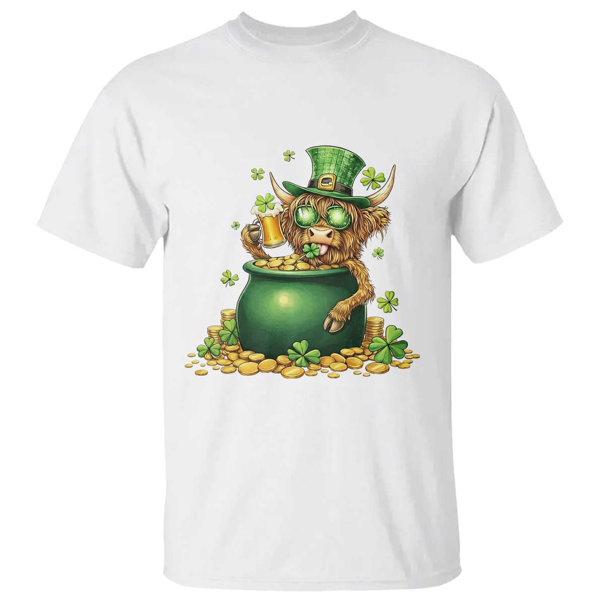Funny Highland Cow St Patricks Day T Shirt Farm Lover Gift
