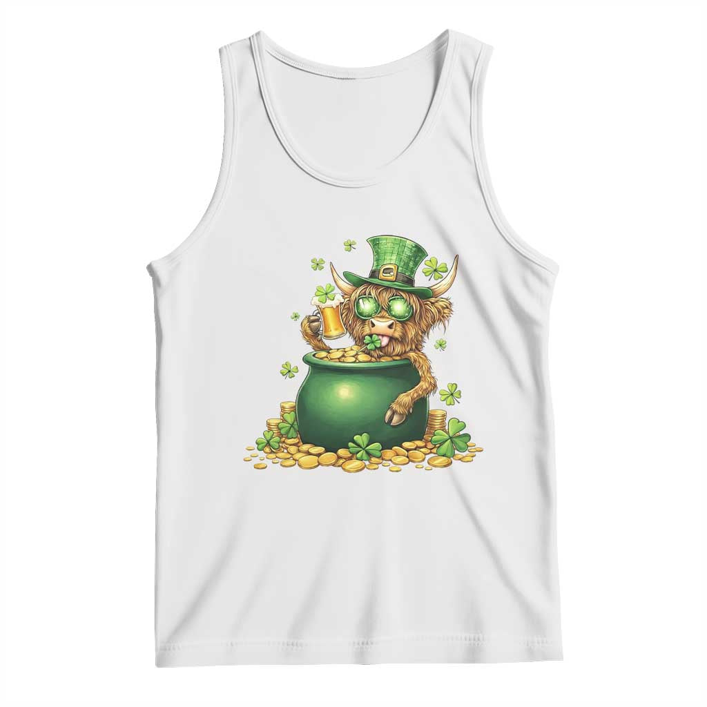 Funny Highland Cow St Patricks Day Tank Top Farm Lover Gift