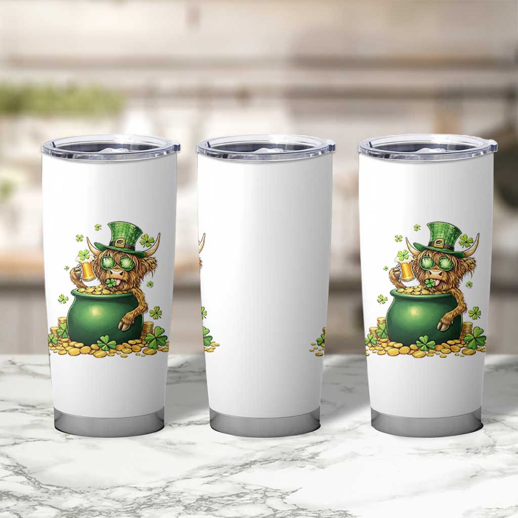 Funny Highland Cow St Patricks Day Tumbler Cup Farm Lover Gift
