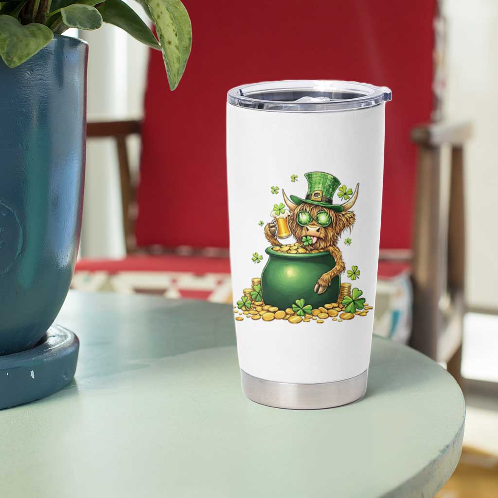 Funny Highland Cow St Patricks Day Tumbler Cup Farm Lover Gift