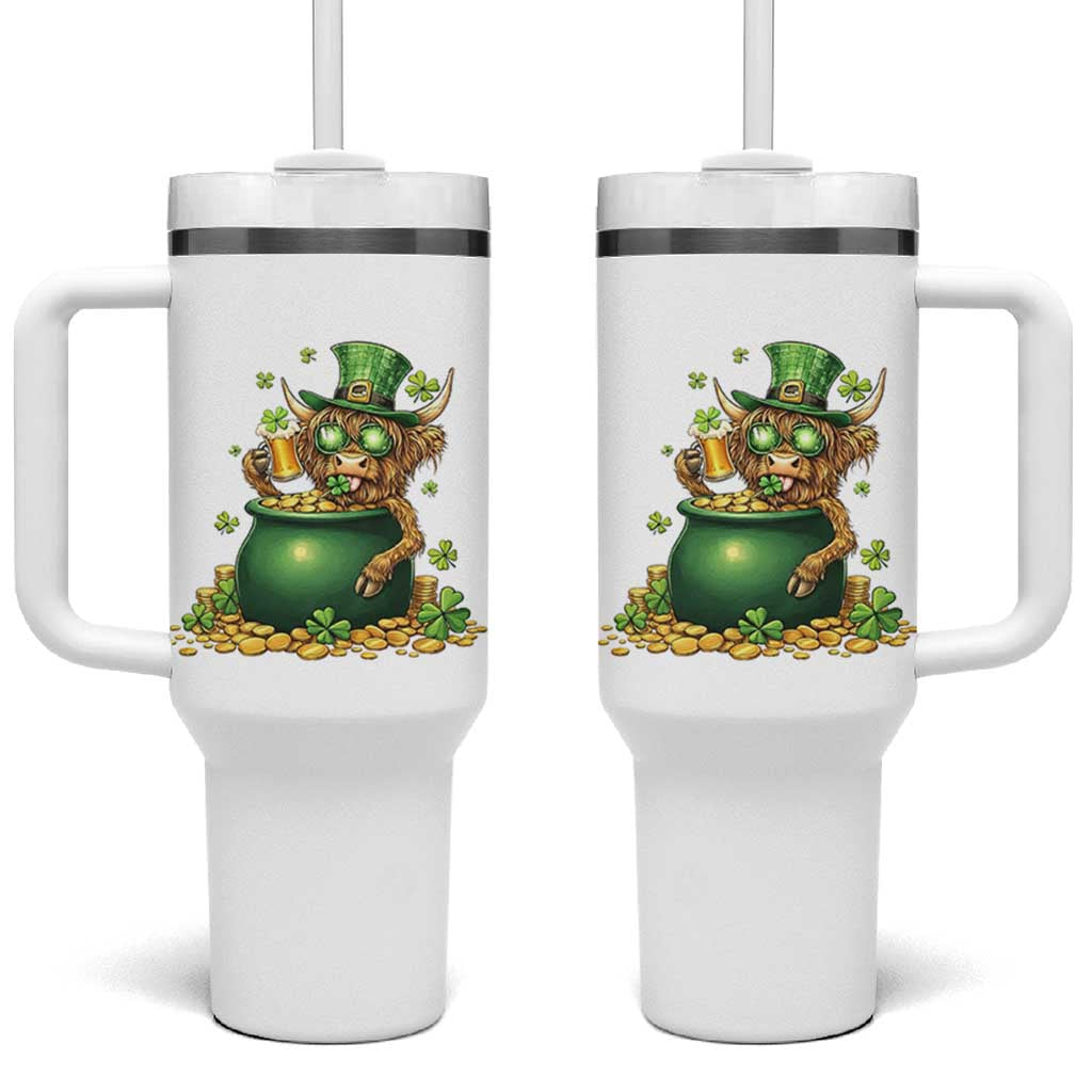 Funny Highland Cow St Patricks Day Tumbler With Handle Farm Lover Gift