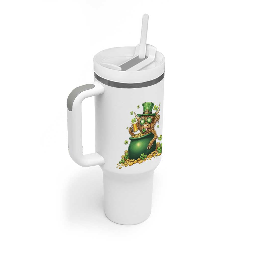 Funny Highland Cow St Patricks Day Tumbler With Handle Farm Lover Gift