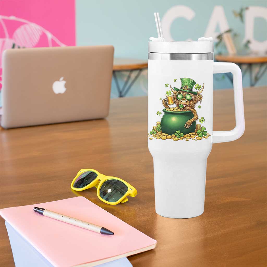 Funny Highland Cow St Patricks Day Tumbler With Handle Farm Lover Gift
