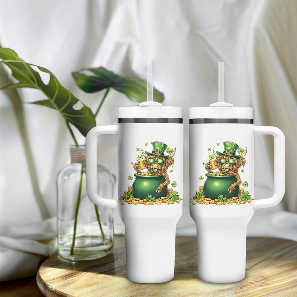 Funny Highland Cow St Patricks Day Tumbler With Handle Farm Lover Gift