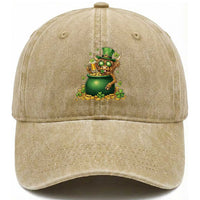 Funny Highland Cow St Patricks Day Washed Cotton Baseball Cap Farm Lover Gift