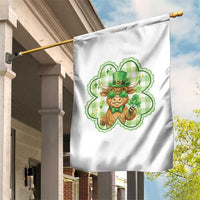 Funny Irish Highland Cow Shamrock Holiday Gift Garden Flag