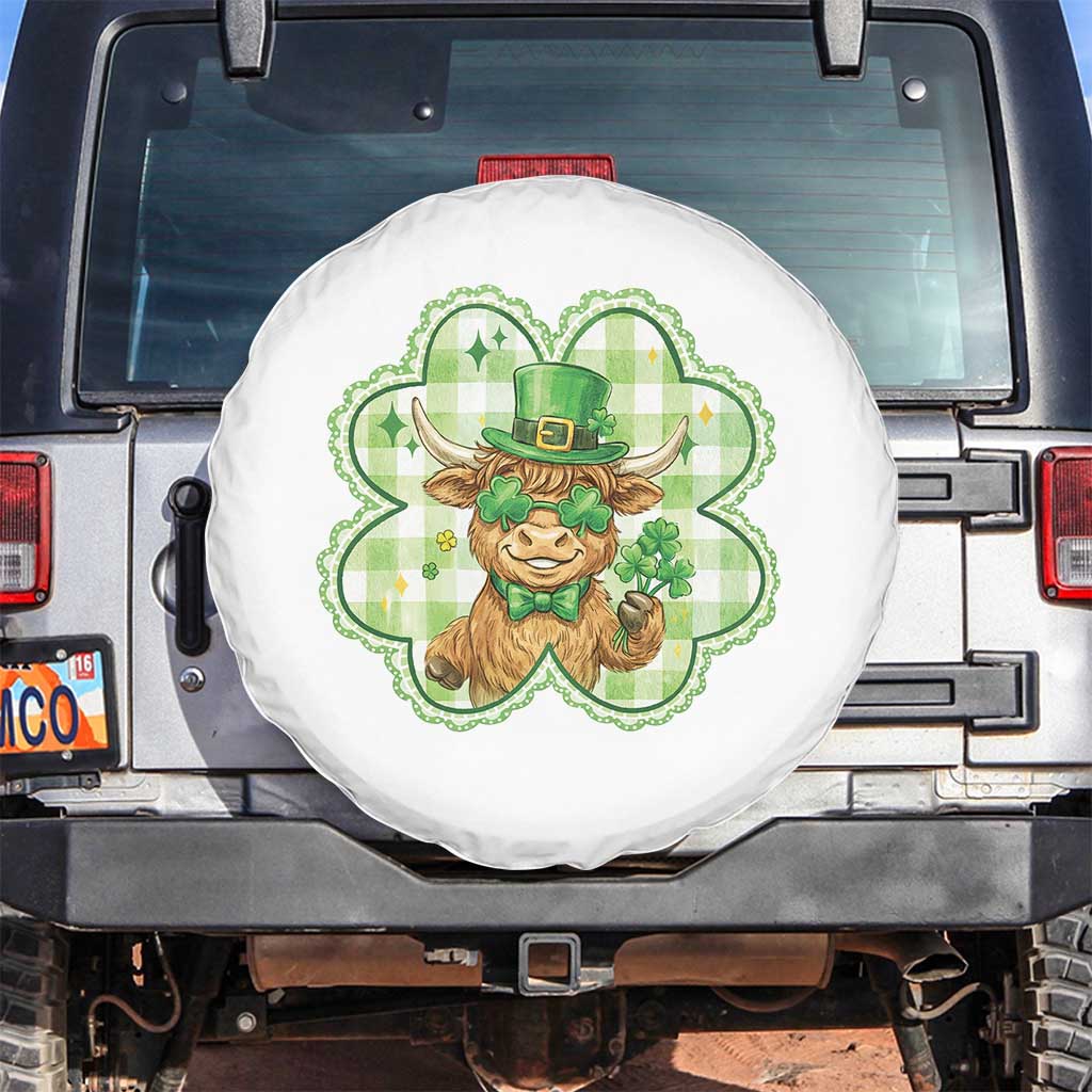 Funny Irish Highland Cow Shamrock Holiday Gift Spare Tire Cover