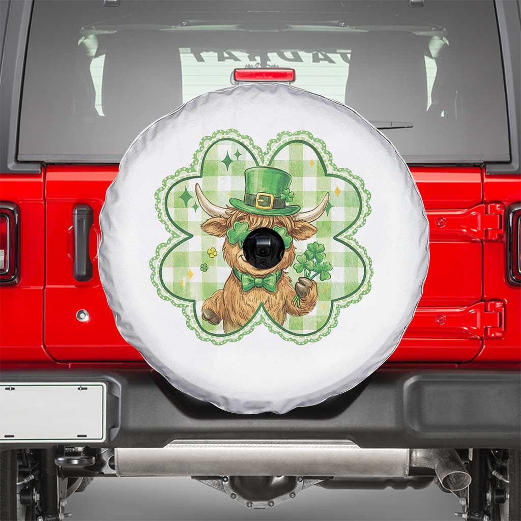 Funny Irish Highland Cow Shamrock Holiday Gift Spare Tire Cover