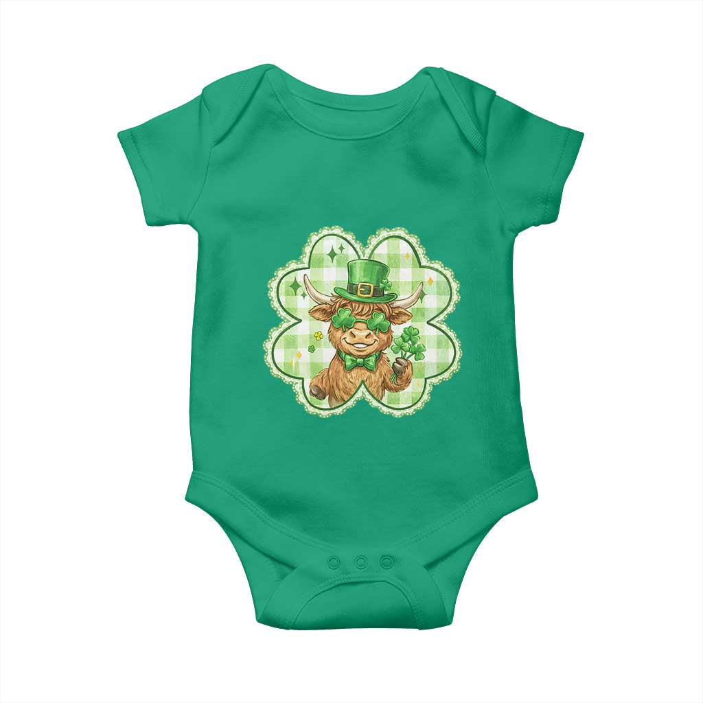 Funny Irish Highland Cow Shamrock Holiday Gift Baby Onesie