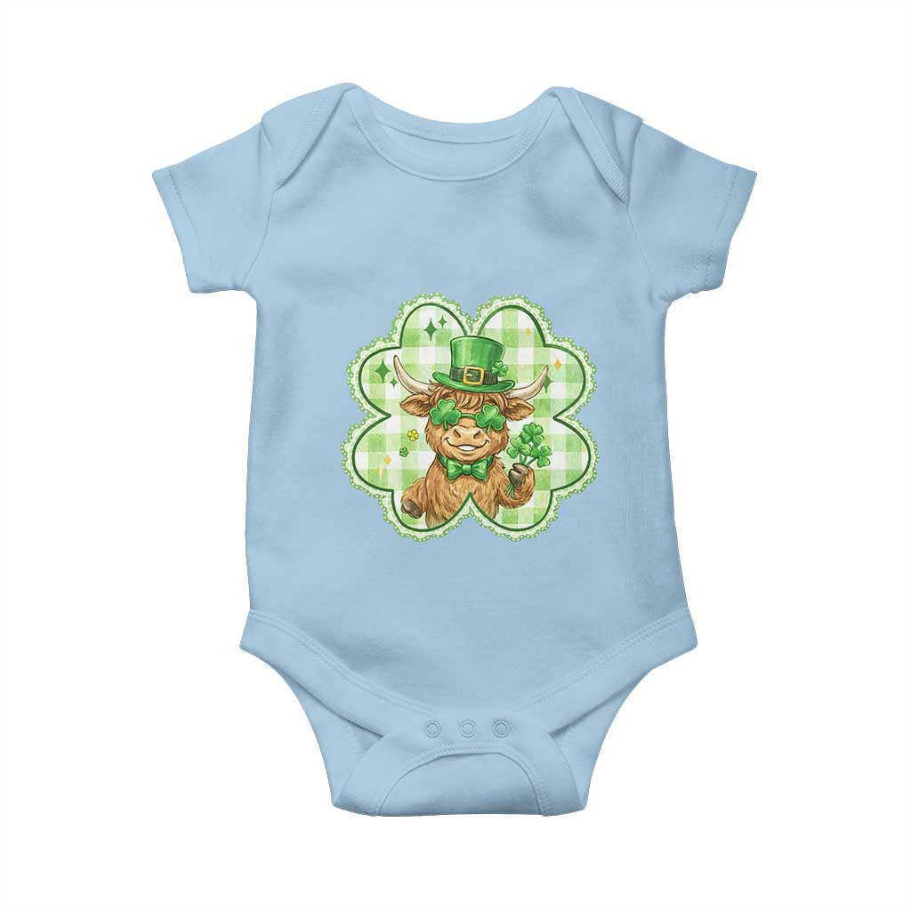 Funny Irish Highland Cow Shamrock Holiday Gift Baby Onesie