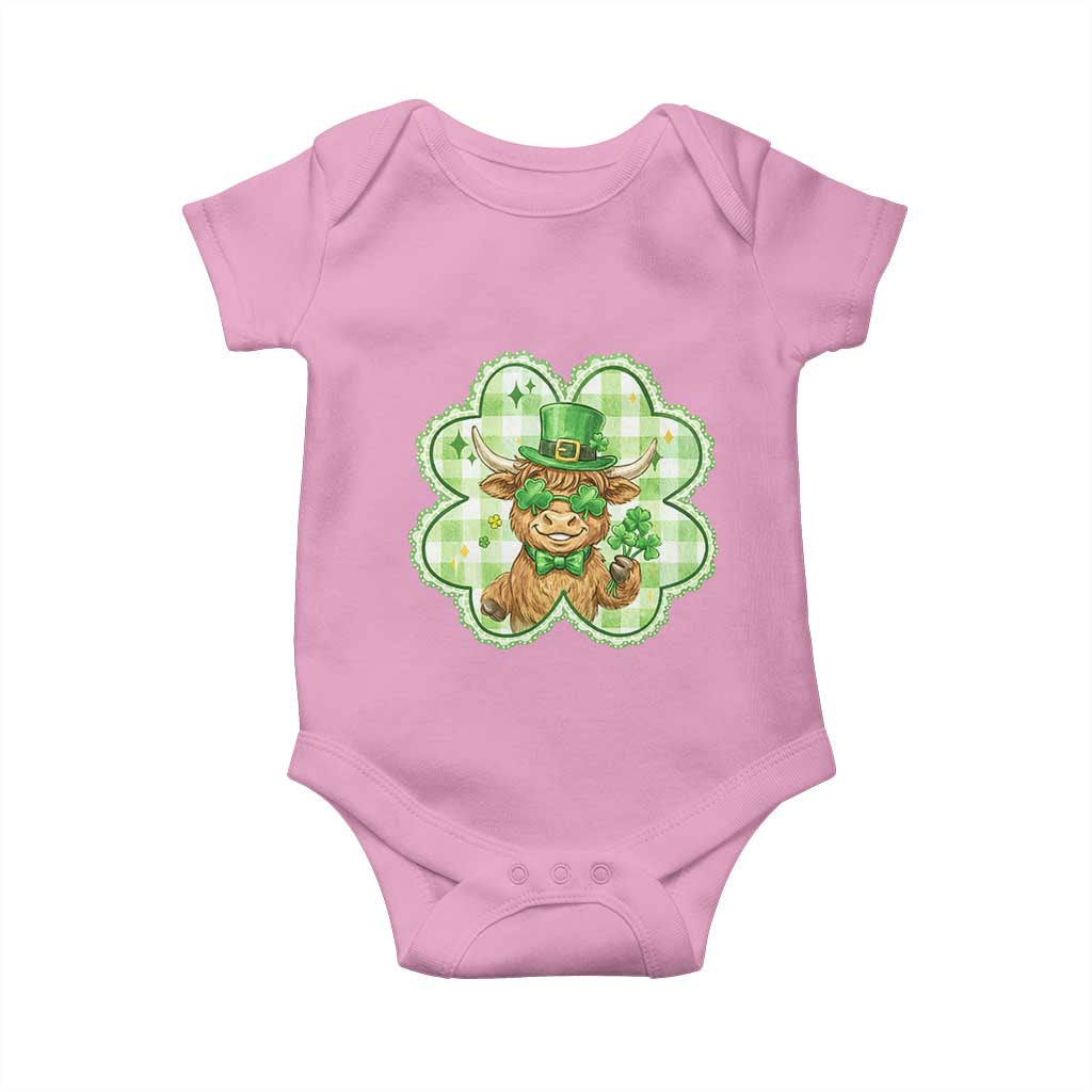 Funny Irish Highland Cow Shamrock Holiday Gift Baby Onesie