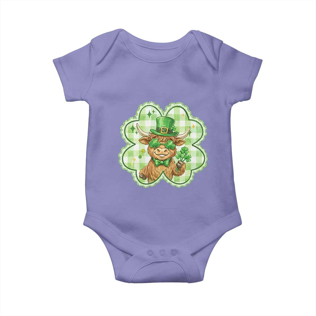 Funny Irish Highland Cow Shamrock Holiday Gift Baby Onesie