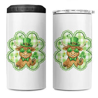 Funny Irish Highland Cow Shamrock Holiday Gift 4 in 1 Can Cooler Tumbler