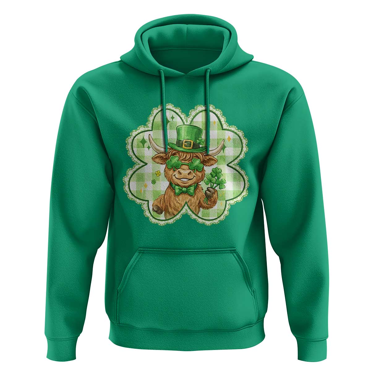 Funny Irish Highland Cow Shamrock Holiday Gift Hoodie